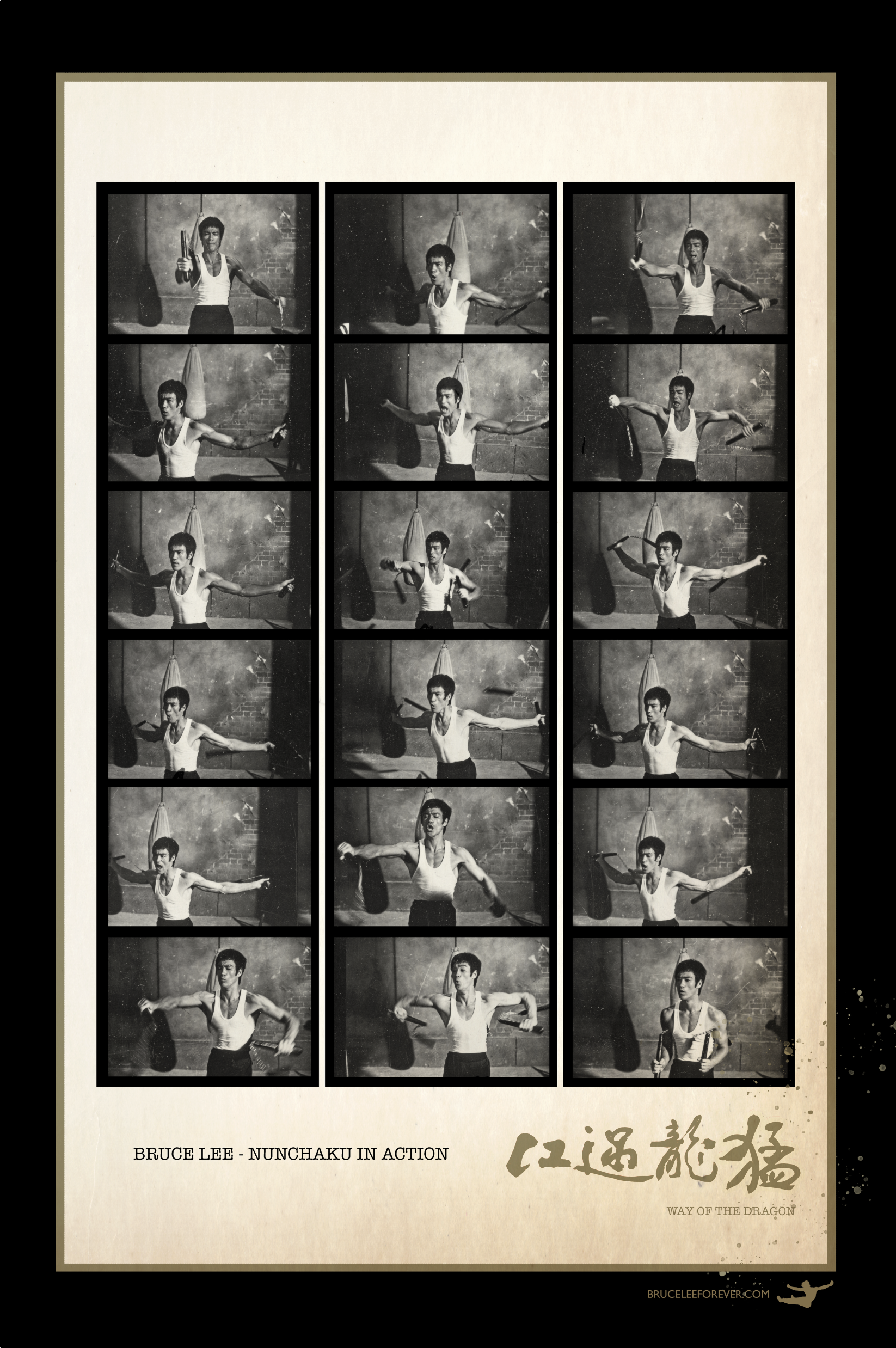 BRUCE LEE IN ACTION: POSTER COLLECTION - Bruce Lee Nunchaku In Action